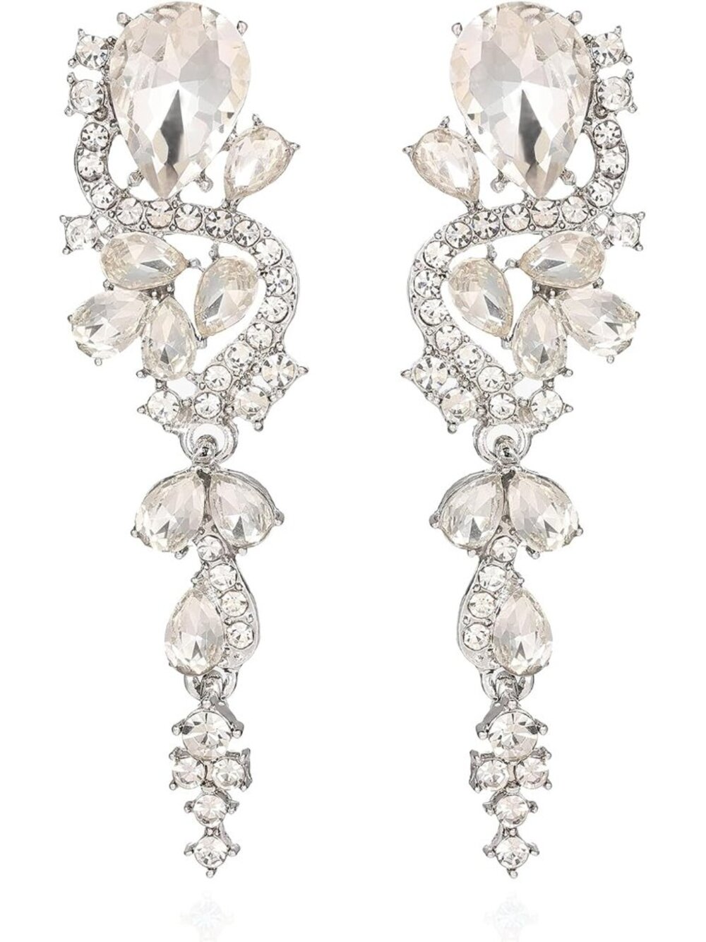 Rhinestone Statement Dangle Earrings Sparkly Crystal Bridal Wedding Earrings for
